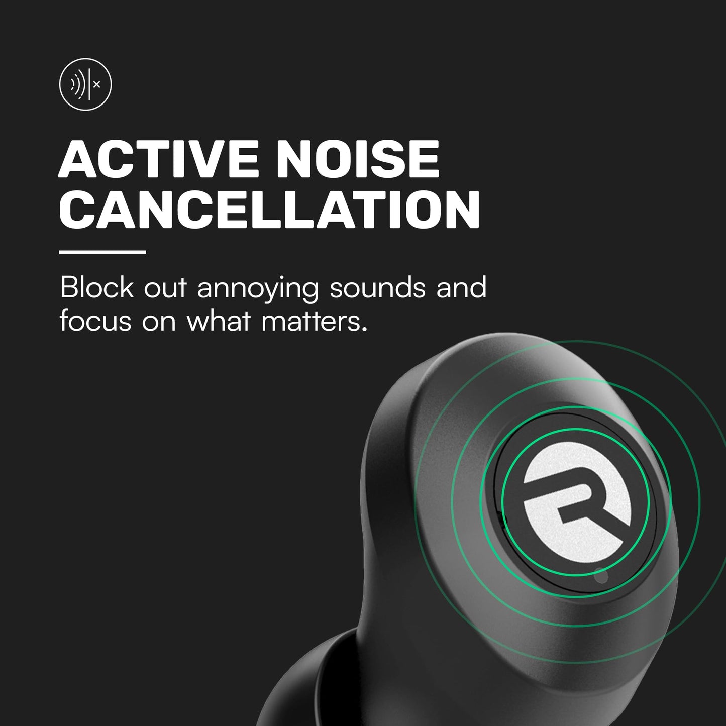 Raycon Everyday Bluetooth Wireless Earbuds with Microphone - Active Noise Cancelling, Sweat & Water-Resistant Earphones, Ear Buds Wireless Bluetooth Up to 32 Hours Playtime (Black)