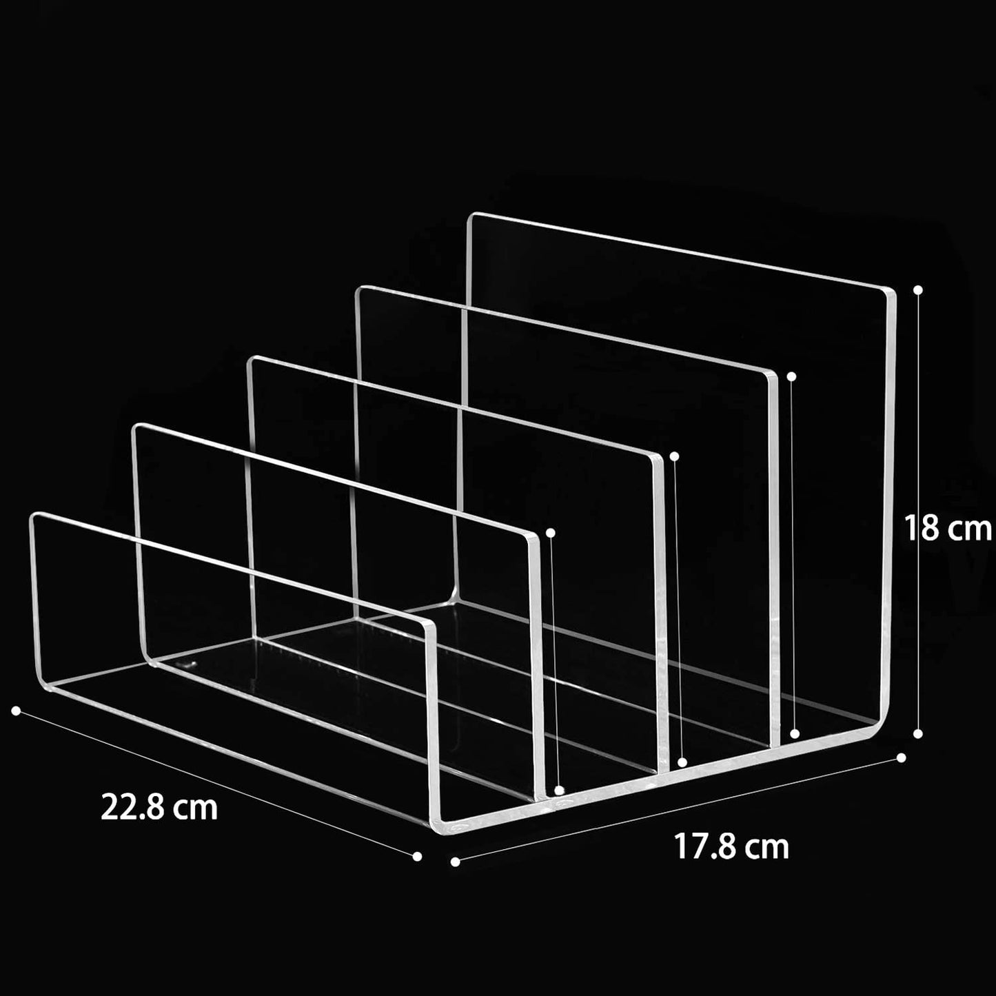Halyuhn Acrylic File Organizer, 4Sections Clear Desk Organizer for Home Office, Desktop File Folder, Acrylic Mail Organizer Countertop for Notebook, Document and Paper, Clear File Holder,1Pcs