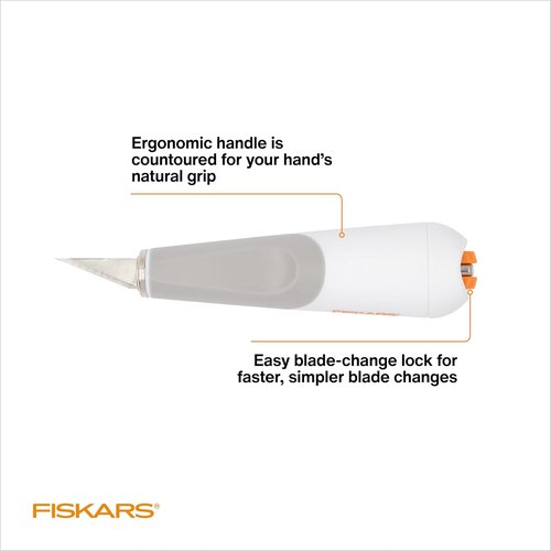 Fiskars Heavy-Duty Detail Knife - Easy Change #2 Blade for Thick Materials | Perfect for Arts and Crafts