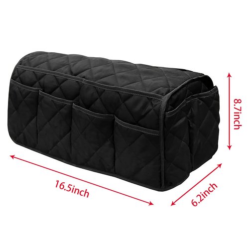 2 in 1 Waterproof Armrest Covers Sofa Arm Organizer with 14 Pockets for Tablet Magazines TV Remote Holder, Anti-Slip Recliner Couch Armchair Slipcover Furniture Sofa Arm Protector Storage Caddy Pouch