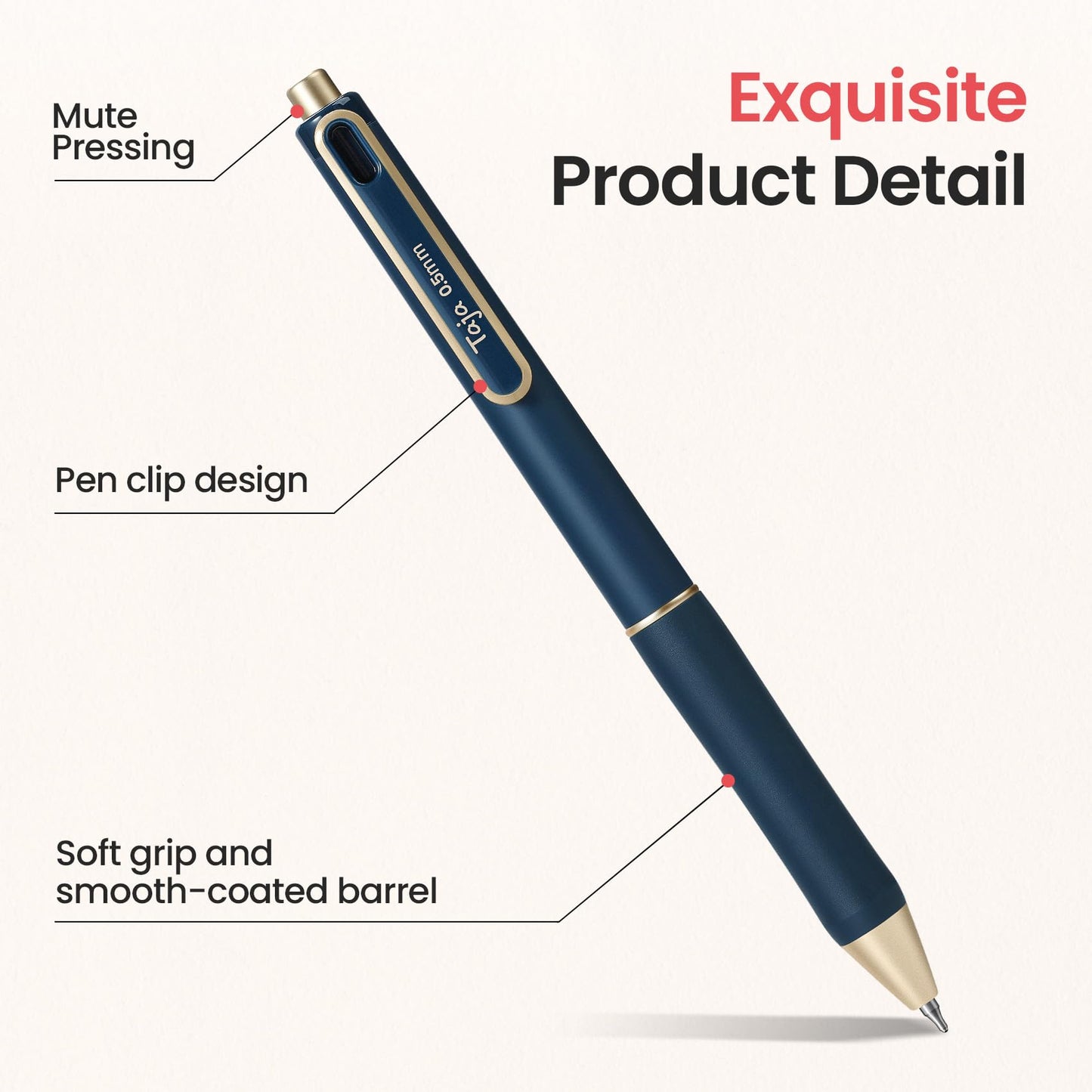 Taja Gel Pens, 6 Pcs Quick Dry Black Gel Ink Pens, 0.5mm Fine Point Smooth Writing Pens for Journaling and Note Taking, Cute Aesthetic Pens for Women & Men-Pastel