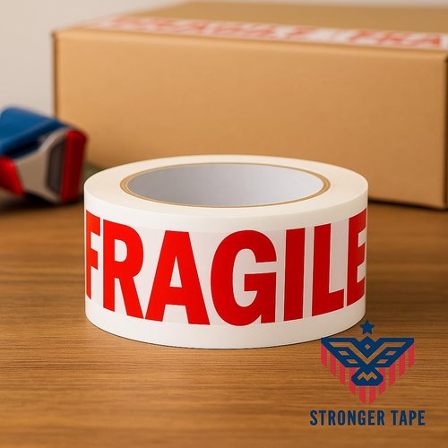 Fragile Packing Tape 2” x 110 Yards – 2-Pack Heavy Duty Shipping & Moving Tape, 2.0 Mil Thick, Acrylic Adhesive – Red Warning Print for Box Sealing
