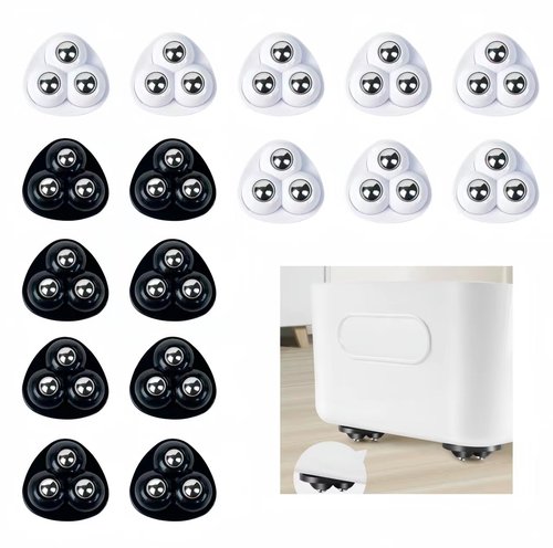 16pcs Metal Mini Swivel Wheels Self-Adhesive Casters 360 Degree Swivel Self-Adhesive Pulley. Suitable for Kitchen Utensils, Home furnishings, etc. (with 3 Steel Balls Style)