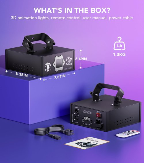 KeoBin APP DJ Laser Lights Professional - 200+ 3D RGB Animation Laser Light Show, Hand Drawing, Custom Patterns, Sound Actived & DMX Sync for Party, Stage, Club
