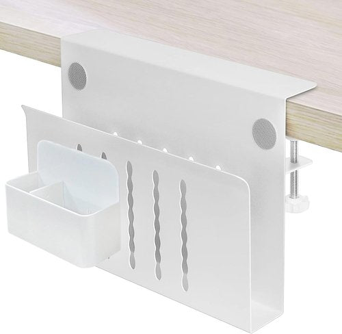 osseph Desk Side Storage, Side Desk Laptop Holder with Anti-Scratch Pad & Magnetic Pen Holder, No Drill Under Table Laptop Mount Fits Flat Edge 0.3" to 2.3"