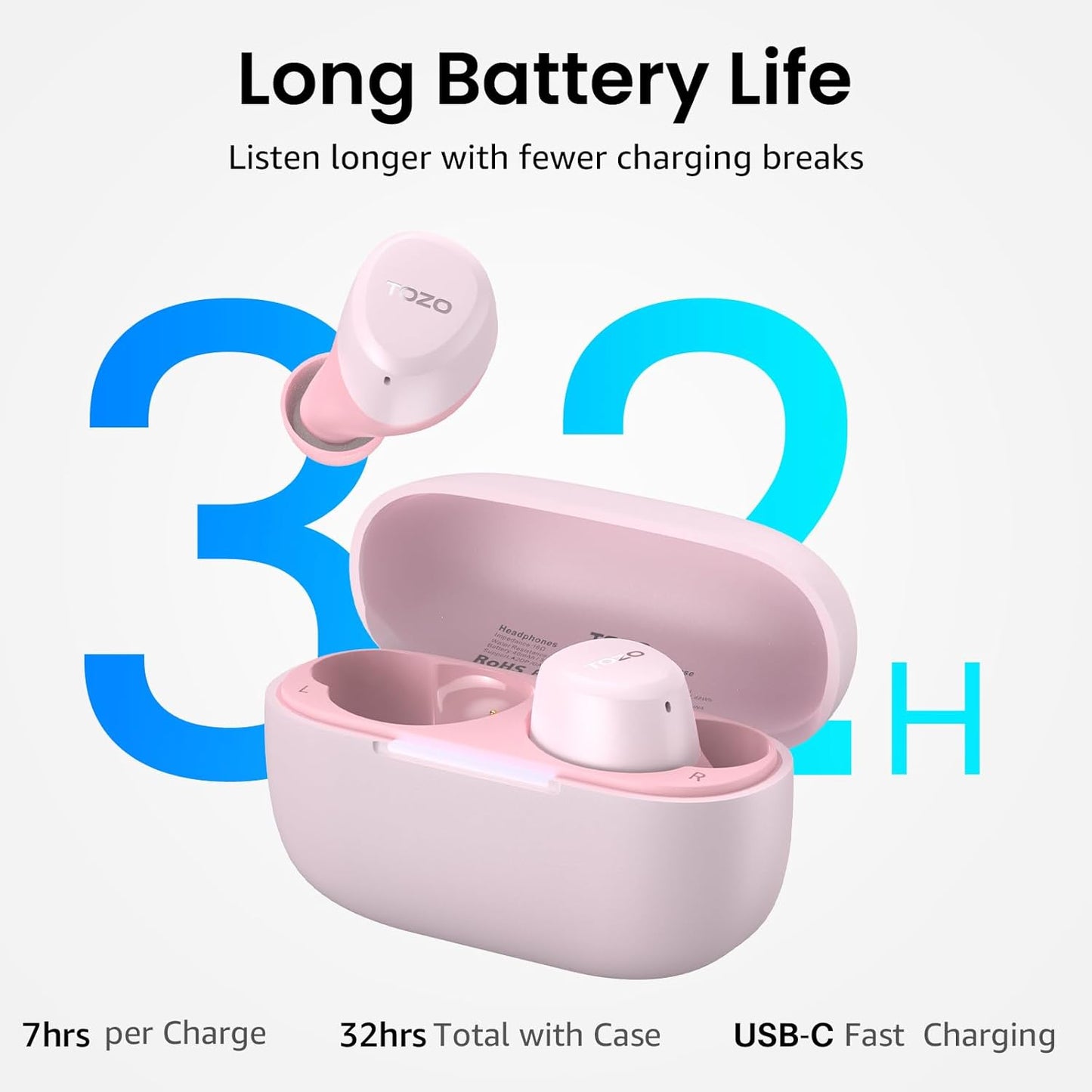 TOZO A1 Wireless Earbuds - Bluetooth 5.3, IPX5 Waterproof, Immersive Sound & AI Call Mics | Custom EQ