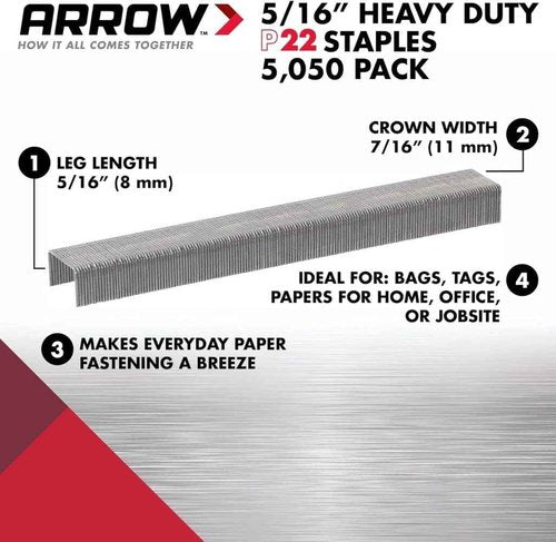 Arrow Fastener P22 Staples 5/16" (12 Packs)