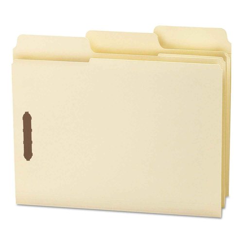 Smead SuperTab® Fastener File Folder, 2 Fasteners, Oversized Reinforced 1/3- Cut Tab, Guide Height, Letter Size, Manila, 50 Each per Box (14535)
