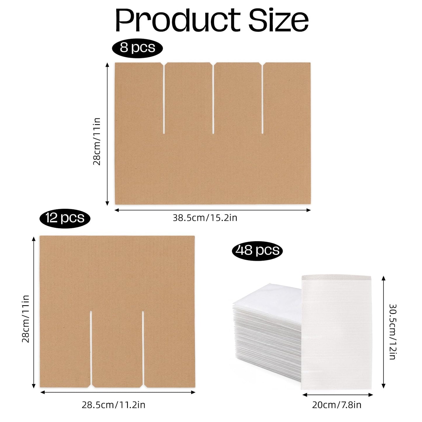 CRUGLA 16x12x12 Wine Bottle Divider Insert Kit Set of 4, 12-Cell Cardboard Grid with Foam Sleeves, Glass Packing Kit for Moving, Storage or Shipping (Outer Box Not Included)