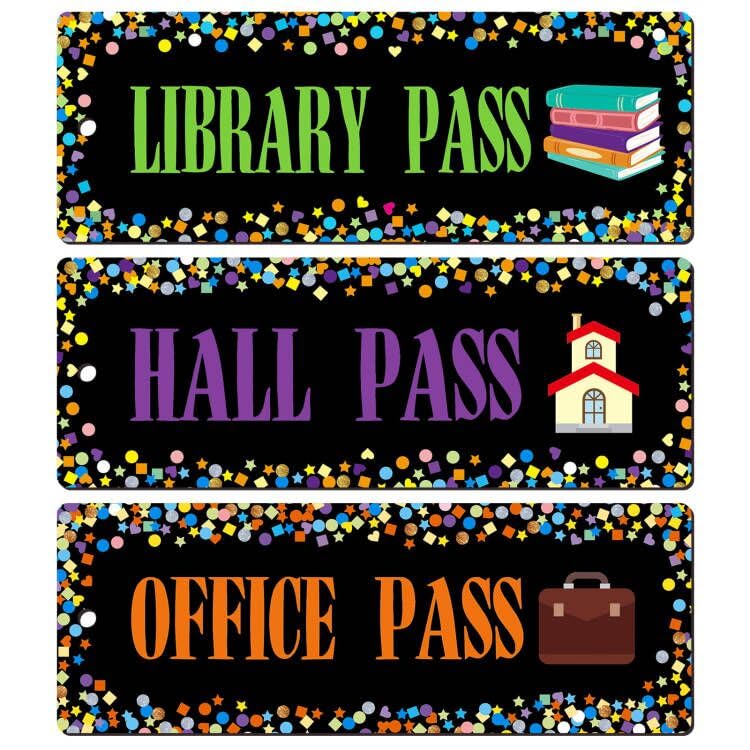 Ceiba Tree Magnetic Hall Passes for Classroom, 6 Pack - Reusable Waterproof Student Pass Cards