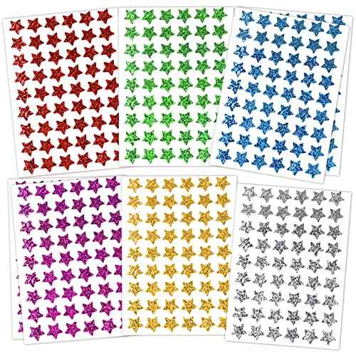1620 Pack, 6 Colors, Holographic Small Star Stickers for Kids Reward, Behavior Chart, School Classroom Student Teacher Supplies, 0.6" Diameter