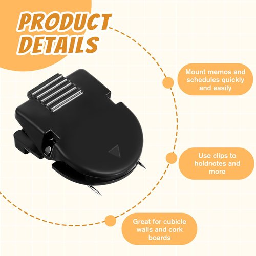 COMNICO 70Pcs Cubicle Clips, Fabric Partition Panel Wall Clip Messages Hooks Office Desk Accessories Holds Notes Memos Messages Photos (Black)