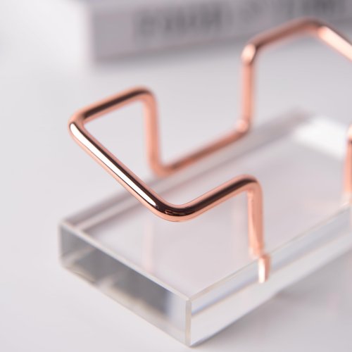 Leicraft Crystal Business Card Holder for Desk, Modern Card Organizers and Office Desk Accessories for Men and Women (Golden)