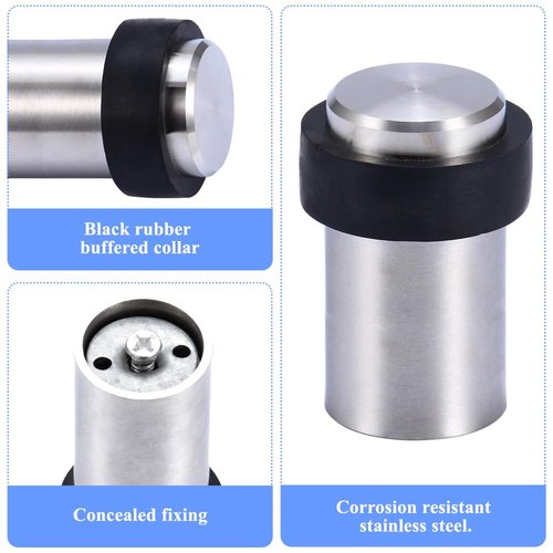10 Pack Door Stop Floor Mount Door Stopper Stainless Steel Rubber Door Stop Height 2.4" for Home Office Hotel etc