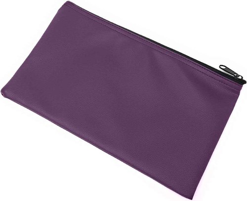 GIDABRAND Money Bank Deposit Bag with Zipper | 11x6 inch | Purple | Durable Leatherette Money Cash Coin Check Wallet Pouch for Men & Women with Framed ID Window and Blank Card (10)