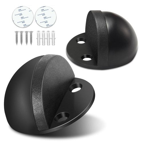 Door Stopper, Floor Door Stop for Bottom of Door Black Rubber Bumper No Drilling Doorstop Wall Protector, Self Adhesive, 2 Pack