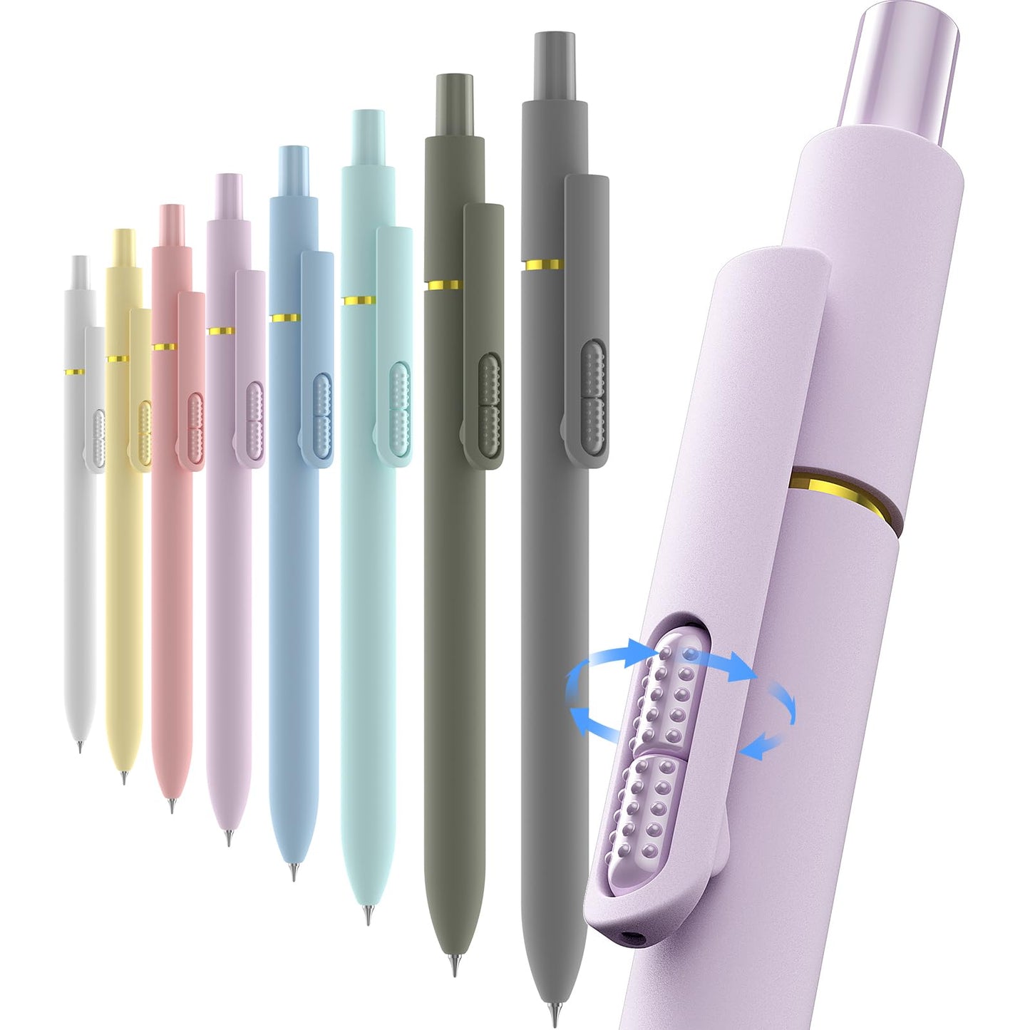 inkipen 8Pcs Gel Pens - 0.5mm Black Ink Pens Fine Point Smooth Writing, Quick Drying Journaling Pens, Cute School & Office Pens for Gift