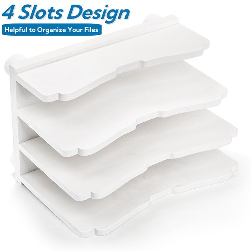 Eorbow File Holder for Desk, 3 Slots Wood Folder Organizer Desktop, Sturdy Mail Sorter Countertop for Bills, Letters, Paper, Magazines, Documents, Envelopes, No Assembly Required