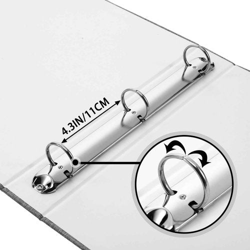 Eersida 4 Pack 3 Ring Binder 1 Inch Round Ring Binder Organizer with Linen Cover Holds 8.5" x 11" Paper Gray Linen Fabric for Schools, Offices and Homes