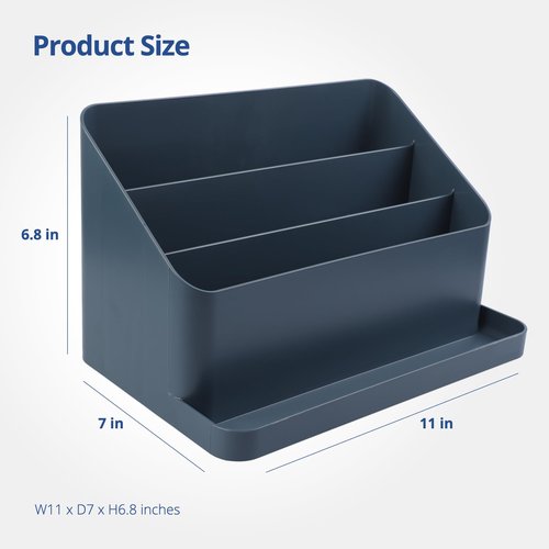BLUE GINKGO Desk Organizer – Korean-Made Office Storage for Pens, Notes, Mail, and Supplies (Prussian Blue)