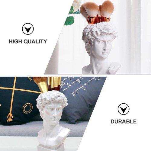 NUOBESTY David Bust Statue Makeup Organizer, 6 Inch David Sculpture Decor for Storage Pen,Brush Holder, Desktop Organizer, Flower