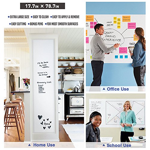 Nicpro 1 Pack Dry Erase Whiteboard Sticker Wall Decal 17.7" x 78.7" Large