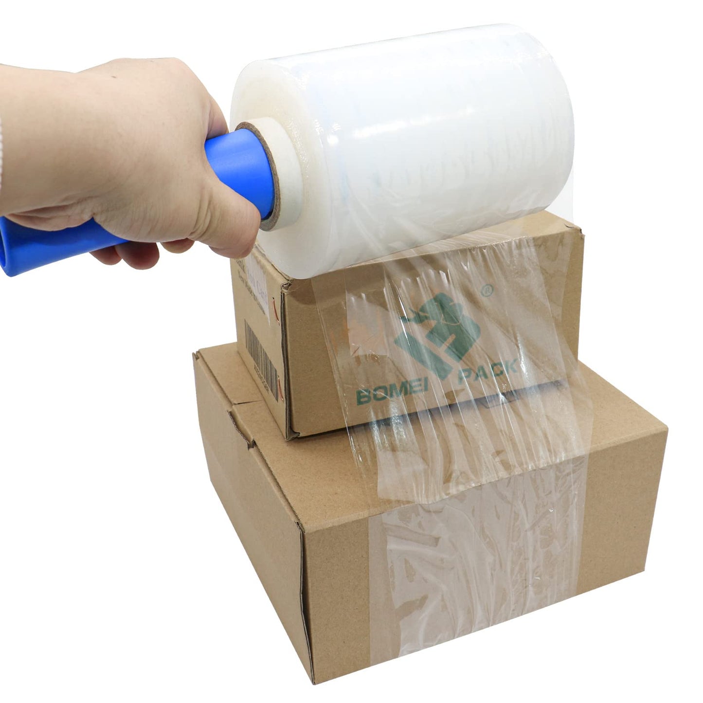 BOMEI PACK Plastics Industrial Mini Stretch Wrap Film Replacement 5" x 1000ft Roll, 80 Gauge for Moving, Packing Wrap Industrial Strength- Self Adhering Packaging Heavy Duty, 2 Pack