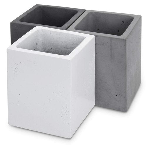 MyGift Pen Holder Pencil Holder For Desk,Pen Cup Holder For Desk,Concrete Desktop Pencil Cup,Modern Gray-Tone,Set of 3