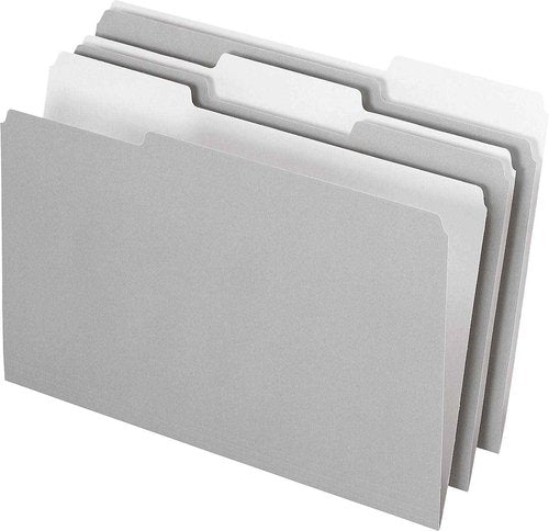 Pendaflex 435013GRA Interior File Folders, 1/3 Cut Top Tab, Legal, Gray (Box of 100)