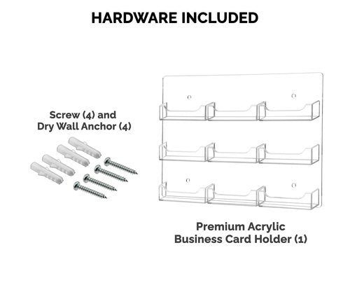 Marketing Holders Wall Business Card Holder with Hanging Hardware for 3.5" x 2" Gift or Appointment Cards Medical Dental Corporate Offices Community Centers 9 Pockets Clear Acrylic 1 Piece Durable