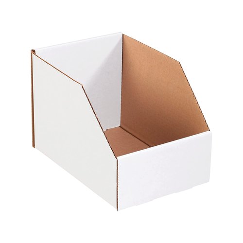 Aviditi Jumbo Corrugated Cardboard Storage Bins, 8"x 12"x 8", White, Pack of 25, for Warehouse, Garage and Home Organization