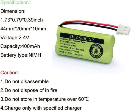 GEILIENERGY Cordless Phone Battery - Compatible with VTech CS6114/CS6419 | Pack of 2 Batteries