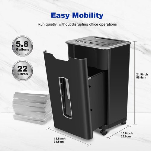 Wingwise Paper Shredder for Home Office, 60 Sheets Auto Feed, 55dB Super Quiet, P-4 Cross Cut, 2.4m/min High-Speed Shredding, 5.8 Gallon Bin, CD/Credit Card Shredder with Anti-Jam & Dual Modes