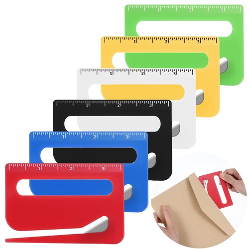6 PCS Mail Opener Tool Envelope Opener Slitter Wrapping Paper Cutter Envelope Cutter Openers with Concealed Blade Package Openers Tool with Scale for Women Men Worker Students Home Office Postal