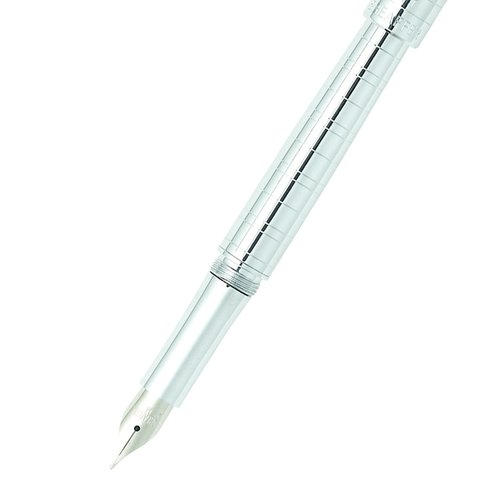 Sheaffer Intensity Medium Nib Fountain Pen, Medici Engraved, Chrome Plate Trim (E0923753)