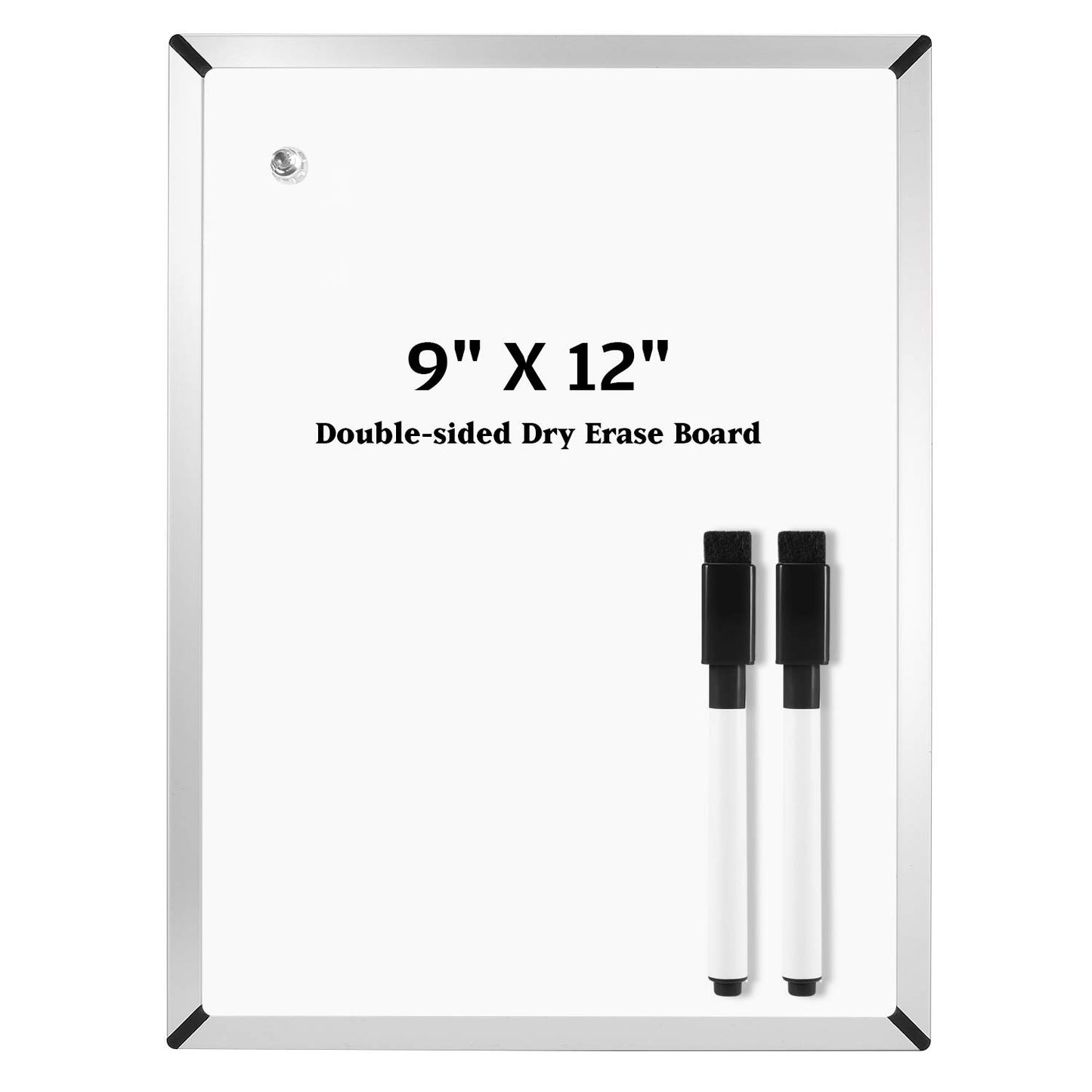 Magnetic Whiteboard, 9 x 12 Inches Double Sided Small Dry Erase Board with 2 Markers, 1 Magnet Pins, 2 Reusable Tapes and 1 Stand…