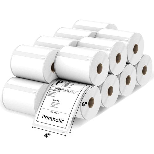 Printholic 4" x 6" Shipping Labels Compatible with Dymo 1744907 Thermal Postage Labels, Ultra Strong Adhesive & Perforated, Compatible with Dymo 4XL & Zebra Desktop Printers [16 Rolls/3520 Labels]