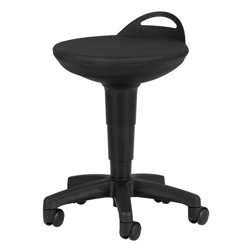 Learniture Rolling Adjustable-Height Padded Stool - Black