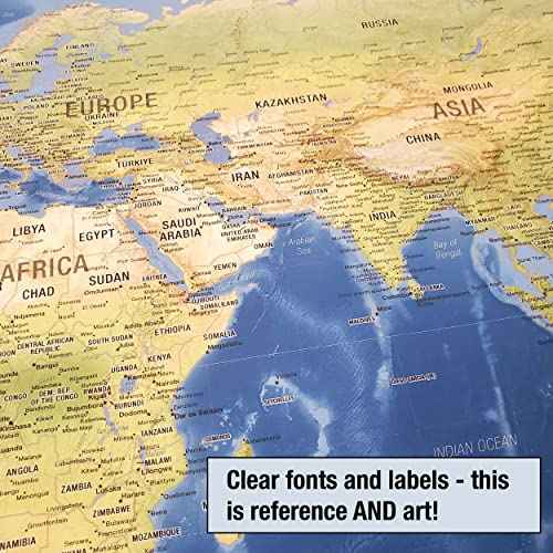 Laminated World Ranger Map Poster | Physical Style Map | Includes The Most Legible Location Labels | 36¡± x 24¡± | Shipped Rolled in a Tube, Not Folded | Great for The Home, Office, or Classroom...
