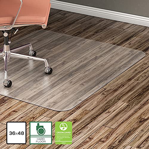 Lorell Nonstudded Design Hardwood Surface 48 x 36-Inch Vinyl Chair Mat, Clear (LLR82825)