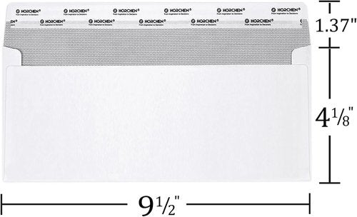 Horchen 500 Count #10 Security Envelopes - Peel & Seal Windowless Design for Checks & Invoices - 4 1/8 x 9 1/2 Inch - White