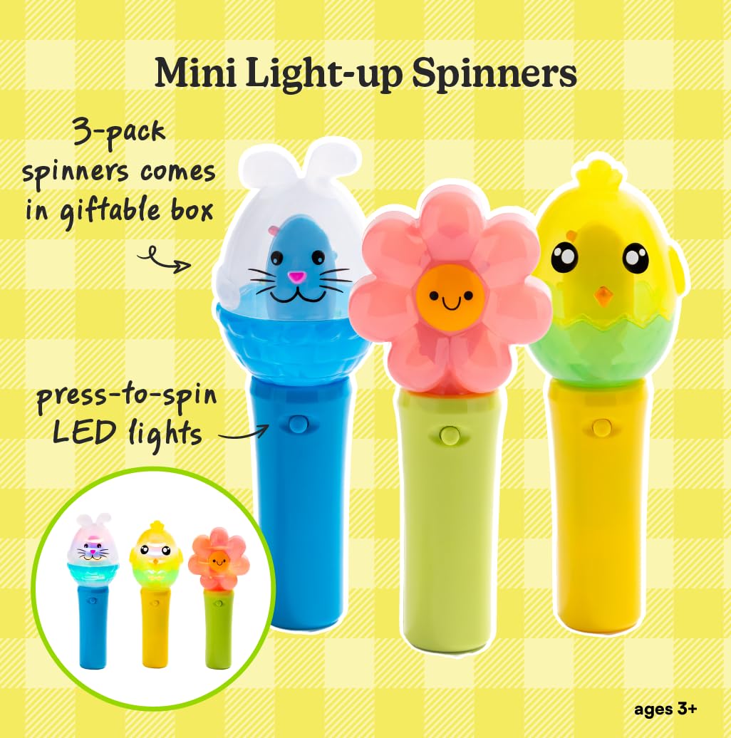 Cool Things Corp - Light Up Wand Spinners for Kids, Battery-Powered LED Light Up Party Favor or Prize for Events & Celebrations, 3-Pack Spinning Toy Set for Imaginative Play, Pastel Mini
