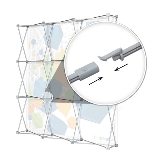 Vispronet 9.8ft x 7.4ft Pop-Up Tension Fabric Trade Show Display Booth Frames with White Fabric and Carrying Case – Flame Retardant, Premium Polyester Fabric