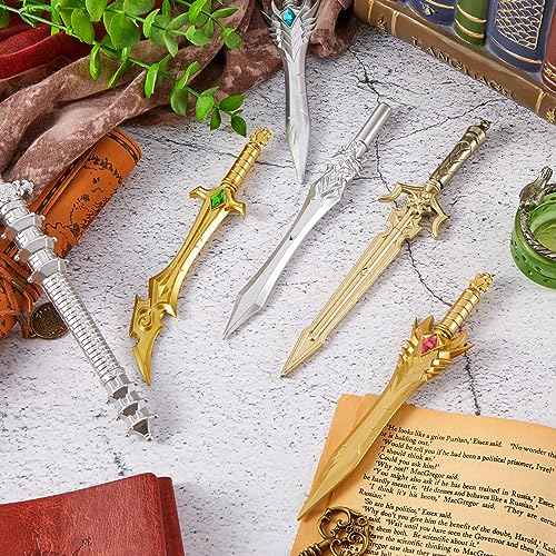 Yexiya 96 Pack Ancient Sword Pens Set Gel Ink Novelty Fun Cool Sword Plastic Gel Ink Cool Pens for Christmas Birthday Party Presents and Writing Random Style