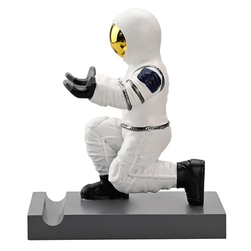 CYXStar Astronaut Resin Pen Holder, Mobile Phone Stand, Device Stand, Desk Organizer Decorative Pen Holder (White&Golden)
