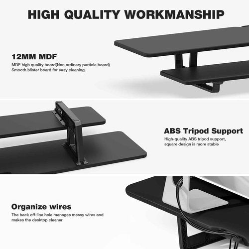 ECO-WILL Dual Monitor Stand, 2-Tier Wood Monitor Riser with Storage Organizer and Cable Management, Black