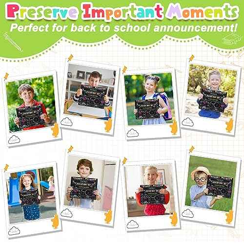 First & Last Day of School Board Sign with 5 Liquid Chalks, Fabmaker 9.4"x11.8" Back to School Sign Boards, Erasable Density Board, Double-Sided 1st Day of Schools Kindergarten Preschool Supplies
