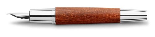 Faber-Castell e-motion Fountain Pen, Wood and Chrome Brown - Fine