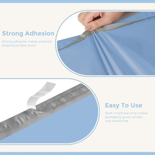Metronic Poly Mailers - Large Self-Seal Shipping Bags for Clothes | 14.5x19 Inches, 400pcs, Waterproof Light Blue