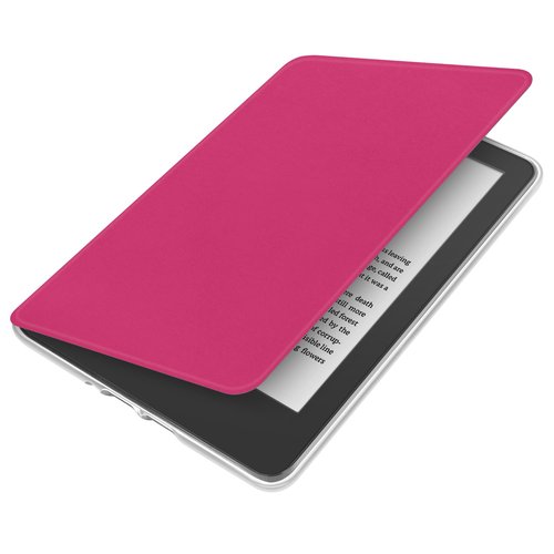 360 Degree Rotating Case for 7" Kindle Paperwhite (12th Generation-2024 Release), Detachable Magnetic Design Protective Adjustable Stand Cover Clear Back with Auto Sleep/Wake, Raspberry